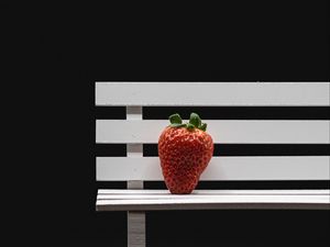 Preview wallpaper strawberry, berry, bench, black