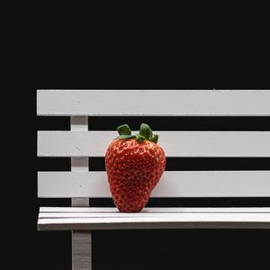 Preview wallpaper strawberry, berry, bench, black