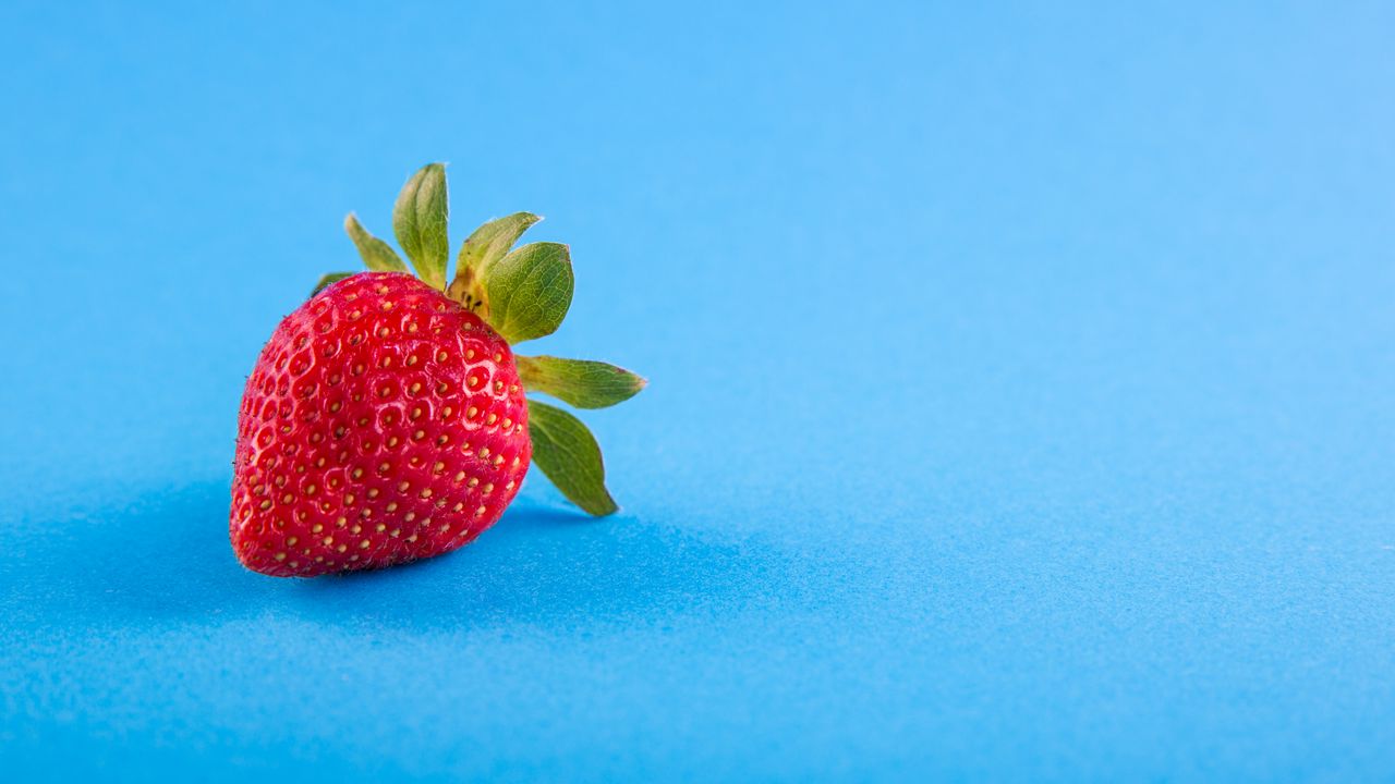 Wallpaper strawberry, berry, blue background