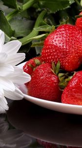 Preview wallpaper strawberry, berry, chamomile, food, sweet