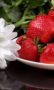 Preview wallpaper strawberry, berry, chamomile, food, sweet