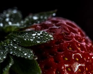 Preview wallpaper strawberry, berry, drops, macro