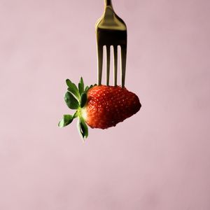 Preview wallpaper strawberry, berry, fork
