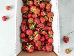 Preview wallpaper strawberry, berry, fruit, box