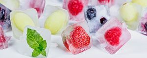 Preview wallpaper strawberry, berry, ice, fruit