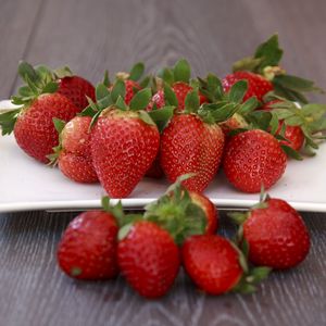 Preview wallpaper strawberry, berry, plate, ripe