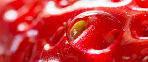 Preview wallpaper strawberry, berry, water, drop, macro