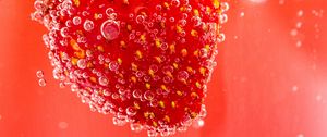 Preview wallpaper strawberry, bubbles, macro, berry, red