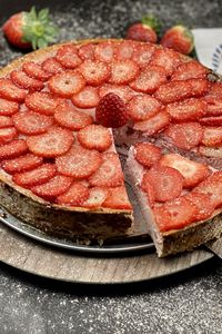 Preview wallpaper strawberry cheesecake, cheesecake, strawberry, dessert