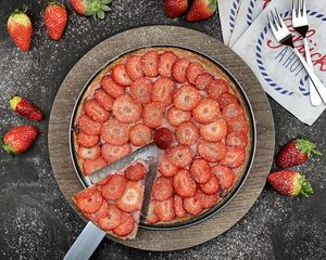 Preview wallpaper strawberry cheesecake, cheesecake, strawberry, slices, dessert