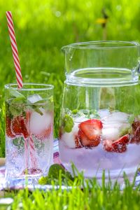 Preview wallpaper strawberry drink, fruit tea, carafe, glass, drink