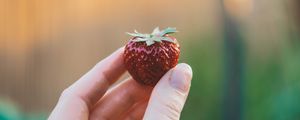 Preview wallpaper strawberry, hand, berry, fruit