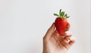 Preview wallpaper strawberry, hand, tattoo, white