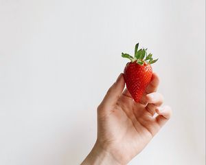 Preview wallpaper strawberry, hand, tattoo, white