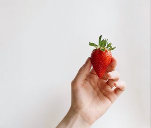 Preview wallpaper strawberry, hand, tattoo, white