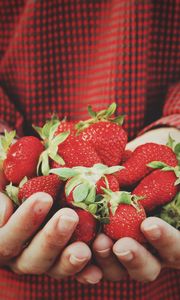 Preview wallpaper strawberry, hands, berries, harvest