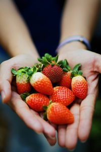 Preview wallpaper strawberry, hands, berries, ripe, juicy, summer