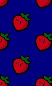 Preview wallpaper strawberry, patterns, texture, blue, red