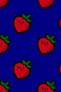 Preview wallpaper strawberry, patterns, texture, blue, red