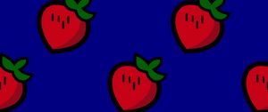 Preview wallpaper strawberry, patterns, texture, blue, red