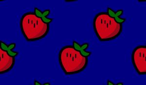 Preview wallpaper strawberry, patterns, texture, blue, red