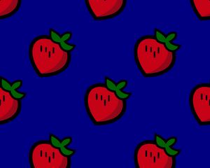 Preview wallpaper strawberry, patterns, texture, blue, red