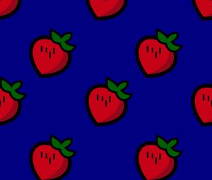 Preview wallpaper strawberry, patterns, texture, blue, red