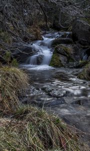 Preview wallpaper stream, cascade, grass, stones, nature