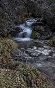Preview wallpaper stream, cascade, grass, stones, nature