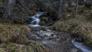 Preview wallpaper stream, cascade, grass, stones, nature