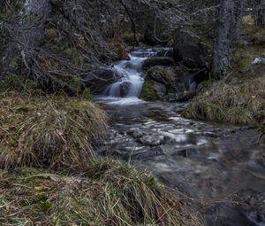 Preview wallpaper stream, cascade, grass, stones, nature