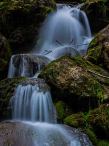 Preview wallpaper stream, cascade, stones, moss
