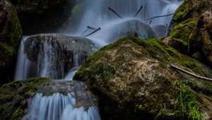 Preview wallpaper stream, cascade, stones, moss