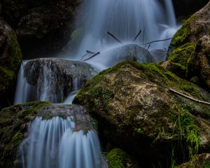 Preview wallpaper stream, cascade, stones, moss