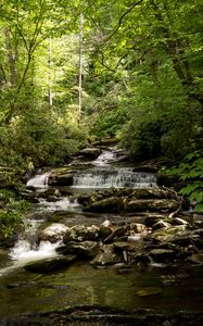 Preview wallpaper stream, cascade, stones, trees