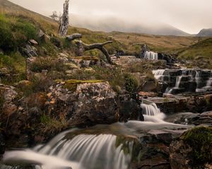 Preview wallpaper stream, cascade, stones, tree, landscape