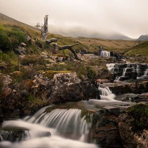 Preview wallpaper stream, cascade, stones, tree, landscape