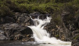 Preview wallpaper stream, cascade, water, foam, stones, trees