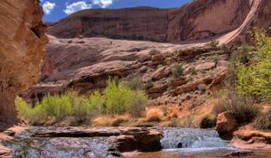 Preview wallpaper stream, mountain river, canyon, gorge, bushes