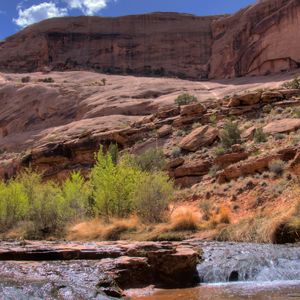 Preview wallpaper stream, mountain river, canyon, gorge, bushes