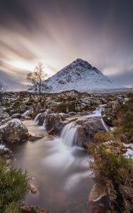 Preview wallpaper stream, mountain, snow, nature