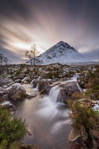 Preview wallpaper stream, mountain, snow, nature