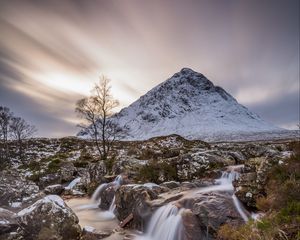 Preview wallpaper stream, mountain, snow, nature