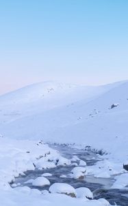 Preview wallpaper stream, snow, mountain, winter, white