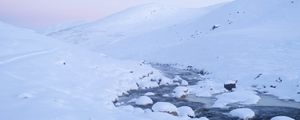 Preview wallpaper stream, snow, mountain, winter, white
