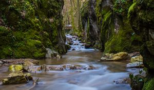 Preview wallpaper stream, stones, bridge, rocks