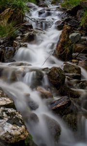 Preview wallpaper stream, stones, cascade, long exposure