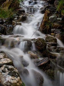 Preview wallpaper stream, stones, cascade, long exposure