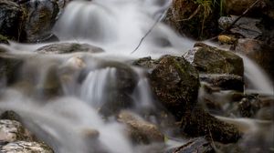 Preview wallpaper stream, stones, cascade, long exposure