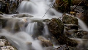 Preview wallpaper stream, stones, cascade, long exposure